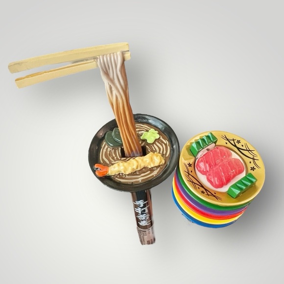 Sushi & Soba Noodle Black Ink Pen Set Of 2 Japanese Food Sample Looks REAL! New - Picture 6 of 14